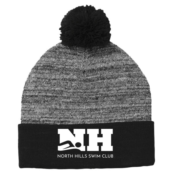 Printed North Hills Swim Club - Heather Pom Pom Beanie Thumbnail