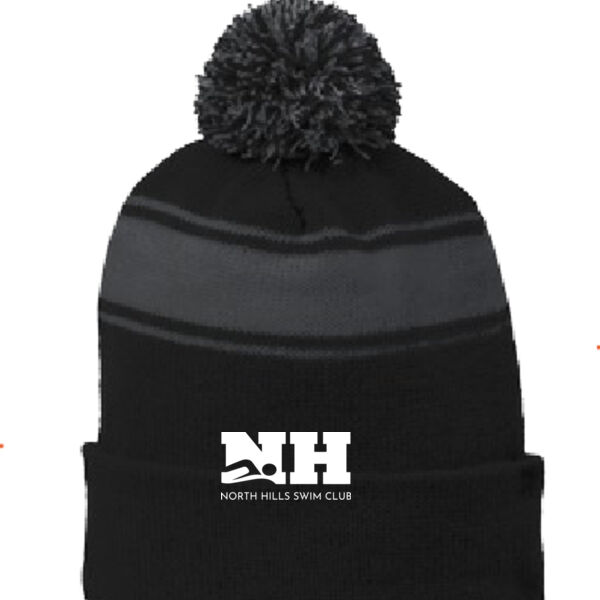 Printed North Hills Swim Club - Stripe Pom Pom Beanie Thumbnail
