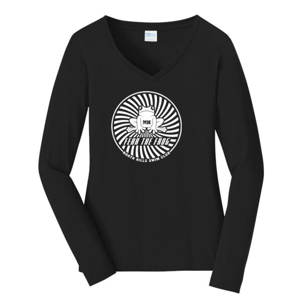 Choose Your Printed Logo - Ladies Long Sleeve Fan Favorite V Neck Tee Thumbnail